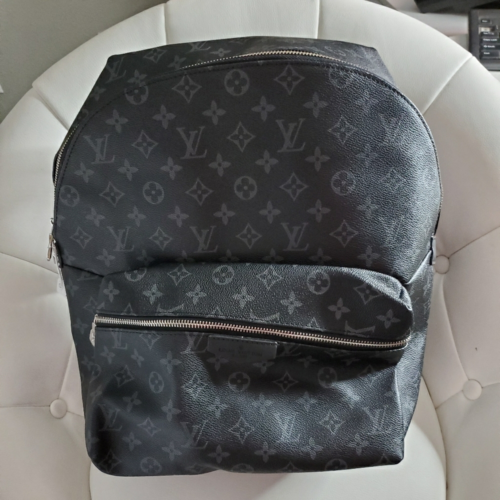 Black genuine leather backpack